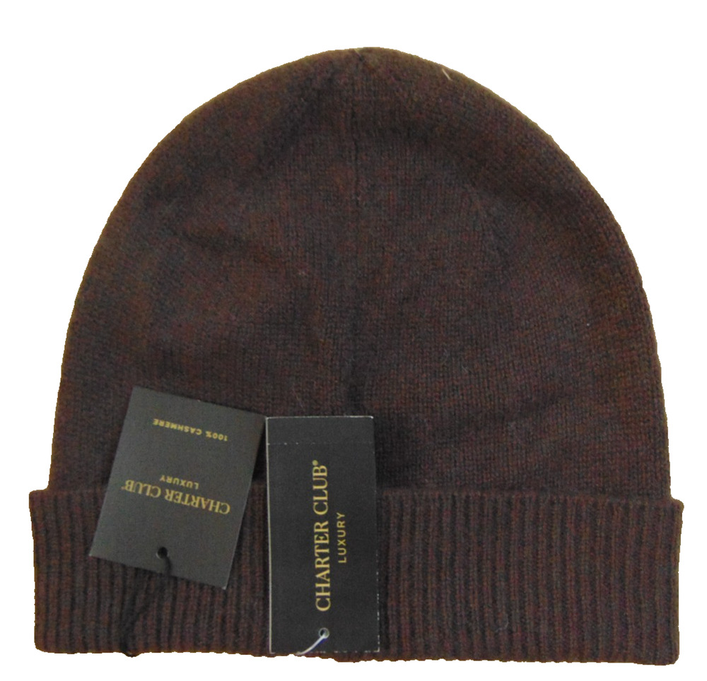 Charter Club 100% Cashmere Cuffed Beanie Coffee Bean Brown One Size NWT Macys